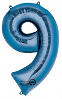 Ballon numéro 9 bleu 86cm
