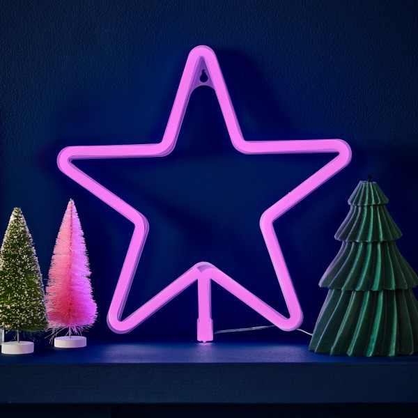 Pinker Stern Lichtdekoration 28cm
