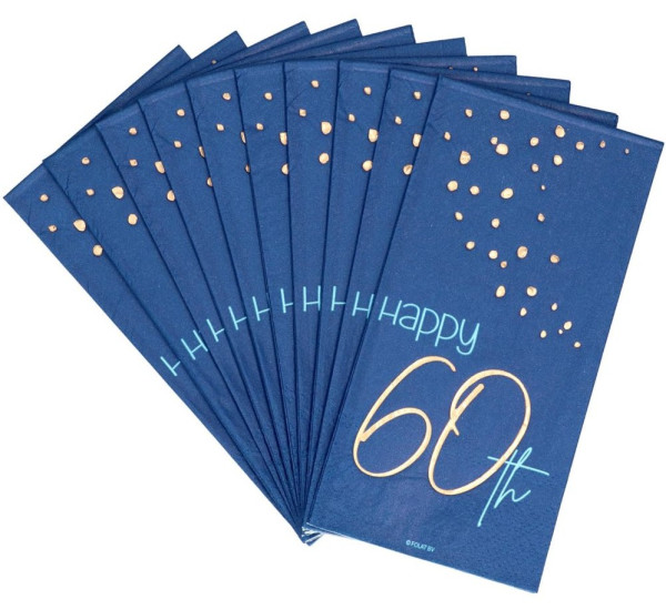 10 serviettes élégantes 60 ans bleues