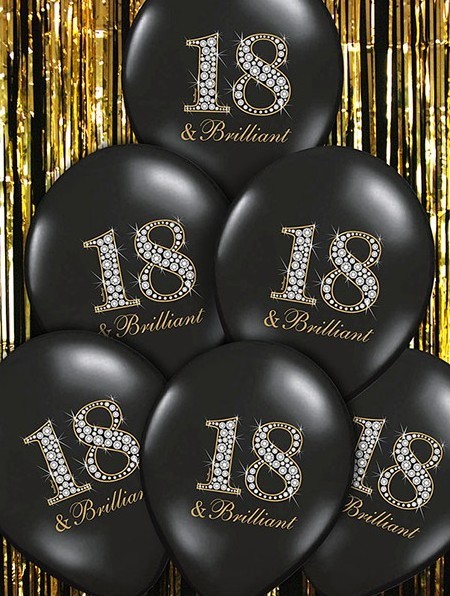 6 palloncini 18° compleanno neri