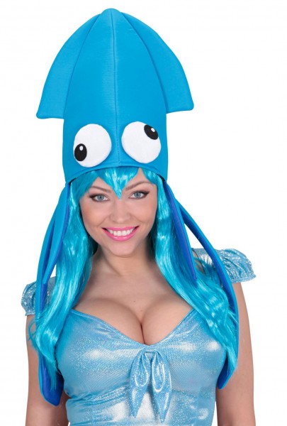 Grappige inktvis hoed blauw