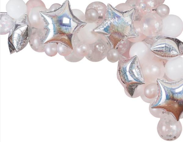 Silver starry balloon garland