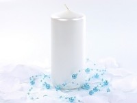 6 bougies pilier Rio blanc perle 12cm