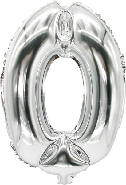 Palloncino foil numero 0 argento 43 cm