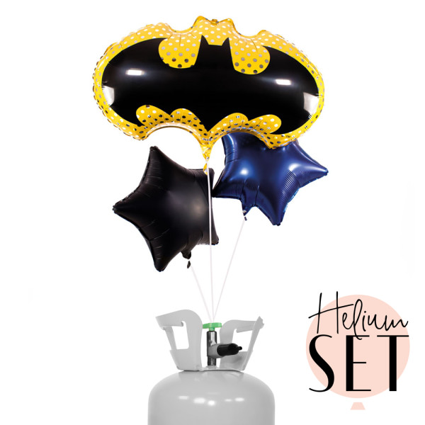 Batman Ballonbouquet-Set mit Heliumbehälter