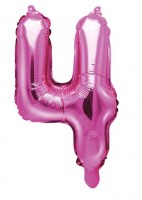 Preview: Number 4 foil balloon fuchsia 35cm