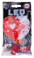 Anteprima: 4 palloncini a LED bianchi rossi foglia cuore luminosa 23 cm
