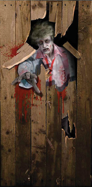 Straszny plakat na drzwi zombie