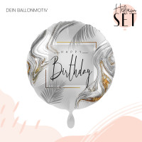 Vorschau: Modern Silver Birthday Ballonbouquet-Set mit Heliumbehälter