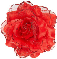 1 Rote Glitzer Rosen Haarspange
