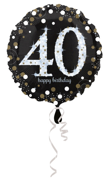 Gylden 40th fødselsdag folie ballon 43cm