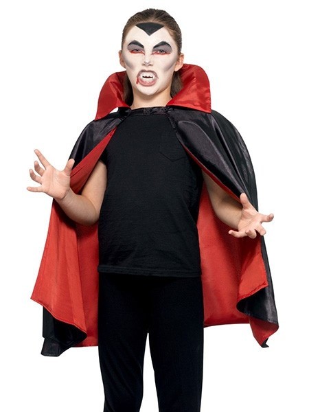 Capa de vampiro negro rojo para niños