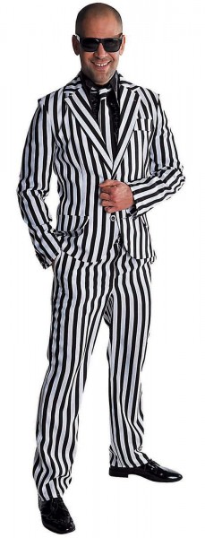 Black and white stripe men's suit
