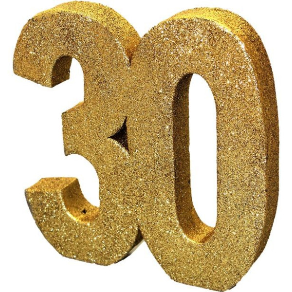 Golden number 30 table decoration glittering 20cm
