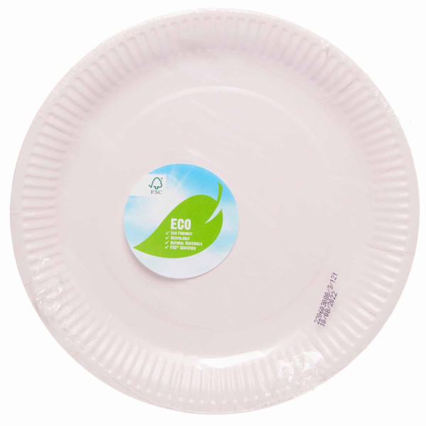 8 Marshmallow Eco paper plates 23cm
