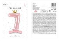 Vorschau: Hellrosa Folienballon Zahl 7 stehend 84cm