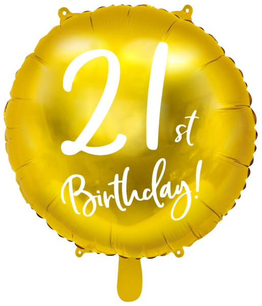 Glanzende folieballon 21e verjaardag 45 cm