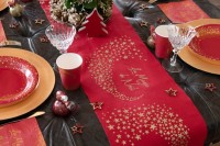 Aperçu: Chemin de table étoile rouge La magie de Noël 98cm