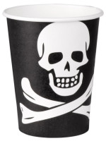 6 pirate party skull paper cups 250ml