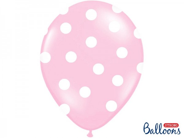 6 stippen ballonnen baby roze 30cm