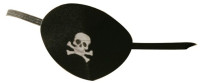 Zwart piratenooglapje met doodshoofdprint
