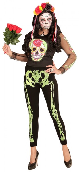 Skelet bone leggings sort grøn 75DEN 3