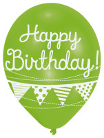 Oversigt: Tillykke med fødselsdagen ballon med krans 27,5 cm sæt med 6