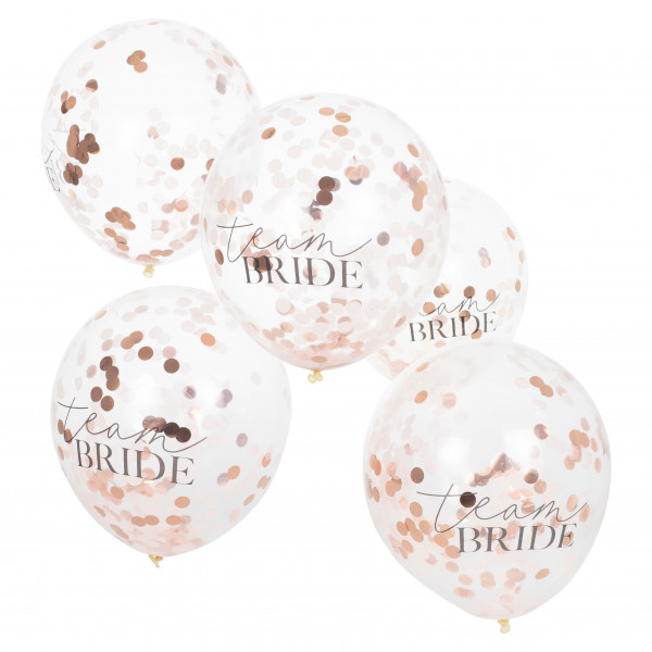5 ballons confettis JGA Night Team Bride 30cm