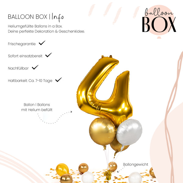 Ballongruß in der Box 5er Set Golden 4 3