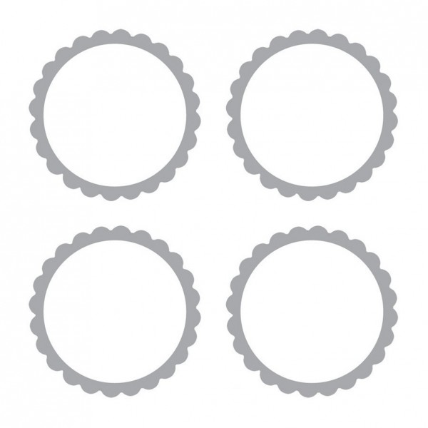 20 self-adhesive labels with silver flower border