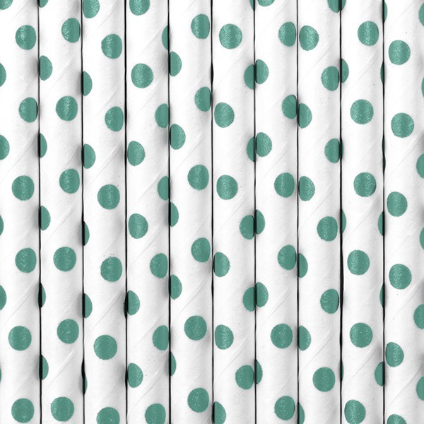 10 dotted straws in mint 19.5cm 2