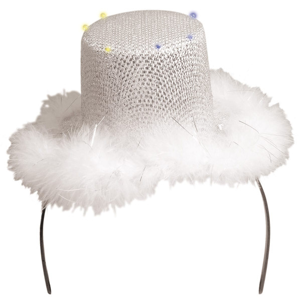 Glitzer-Plüsch LED Mini Hut Weiß