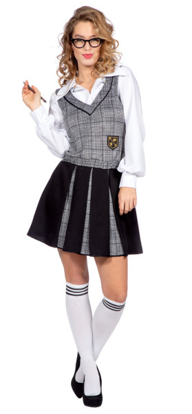 Kostium mundurka szkolnego dla kobiet w szarą kratkę