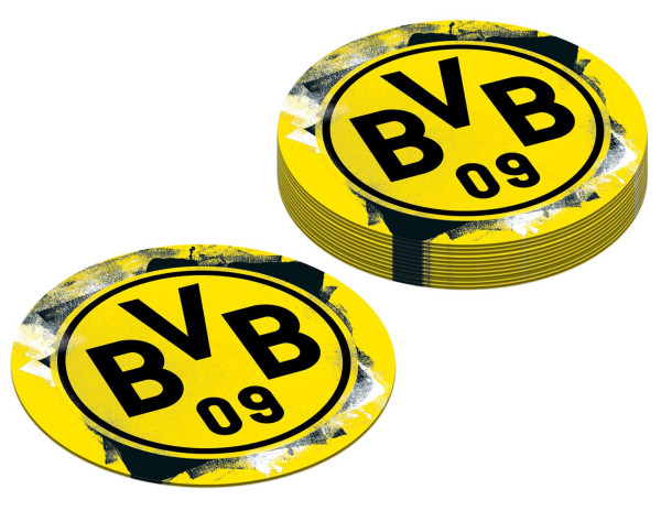 12 sous-verres en papier BVB Dortmund 10,7 cm