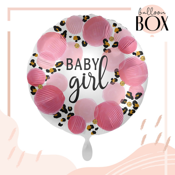 Heliumballon in der Box Baby Girl Leopard