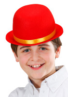 Anteprima: Cappello melone in feltro rosso per bambini