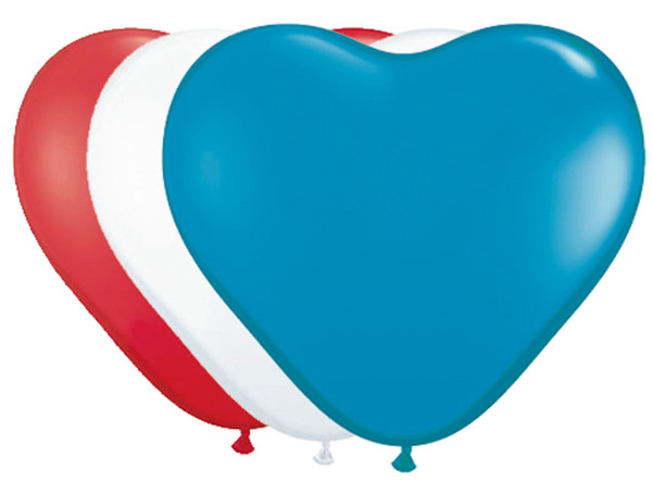 8 kolorowych balonów lateksowych w kształcie serca