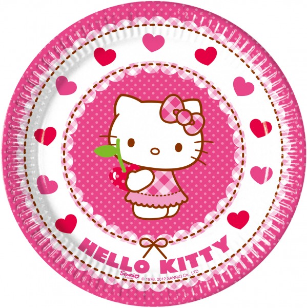 8 assiettes en papier Hello Kitty Sweet Cherry 20cm