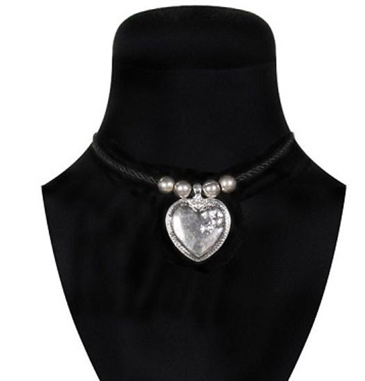Herz Trachtenkette Silber-Schwarz