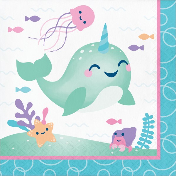 16 narwhal party napkins 33cm