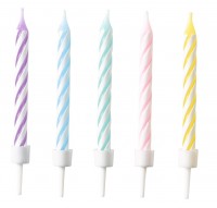 10 colorful pastel cake candles 7.5cm