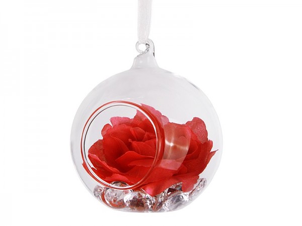 Glass ball with ribbon 10 x 5.5cm