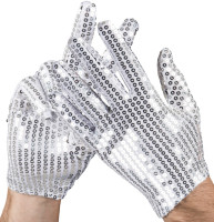 Vorschau: Silberfarbene Pailletten Handschuhe