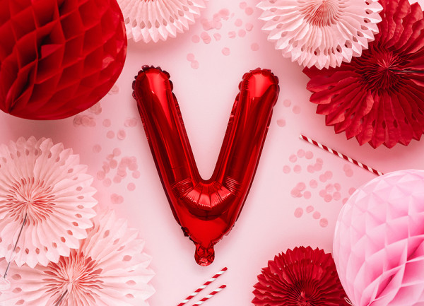 Rode letter V-ballon 35cm