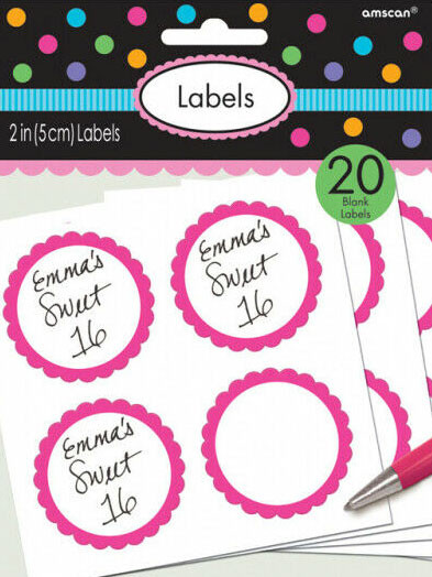 20 self-adhesive labels with pink flower border