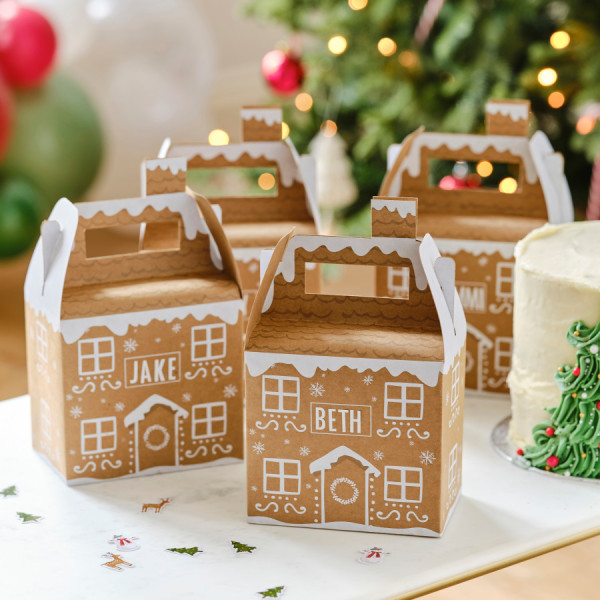 4 Eco Gingerbread House gift boxes