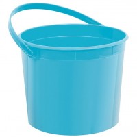 Mini plastic emmer voor cadeaus turquoise 15cm