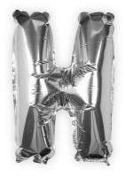 Vorschau: Silberner H Buchstaben Folienballon 35cm