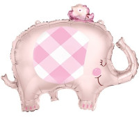 Globo foil rosa bebé elefante 74cm