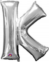 Foil balloon letter K silver 83cm